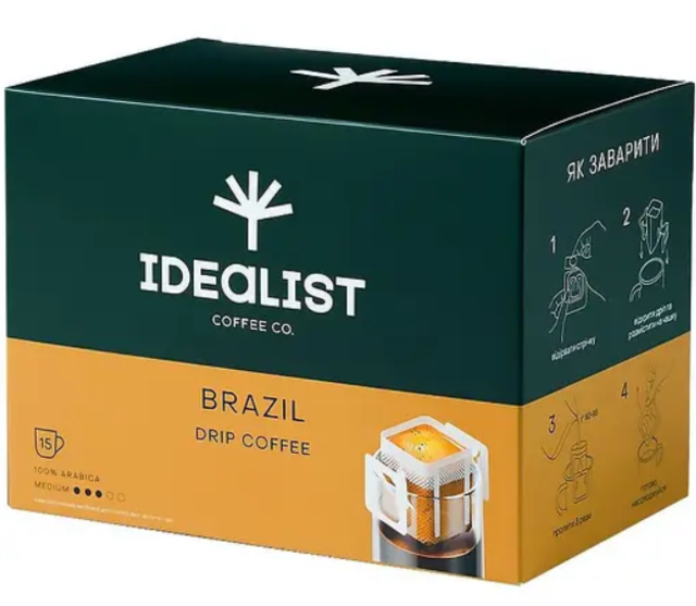 Дріп кава Idealist Coffee & Co. Brazil 180 г (15 шт. х 12 г)